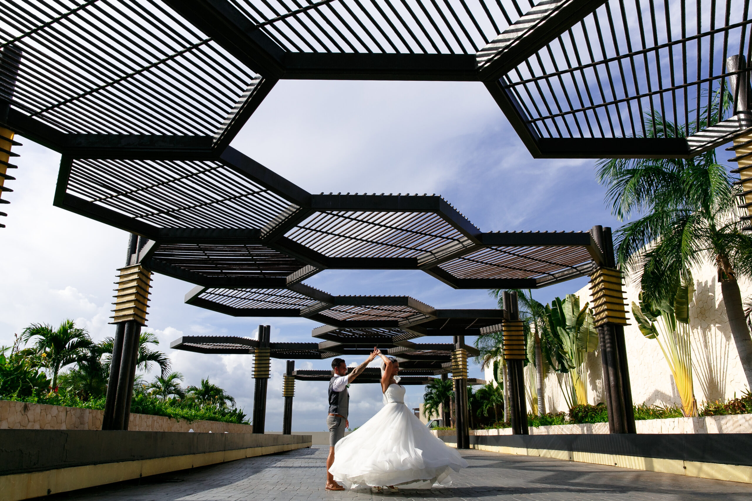 Newlyweds twirl under canopy at Royalton