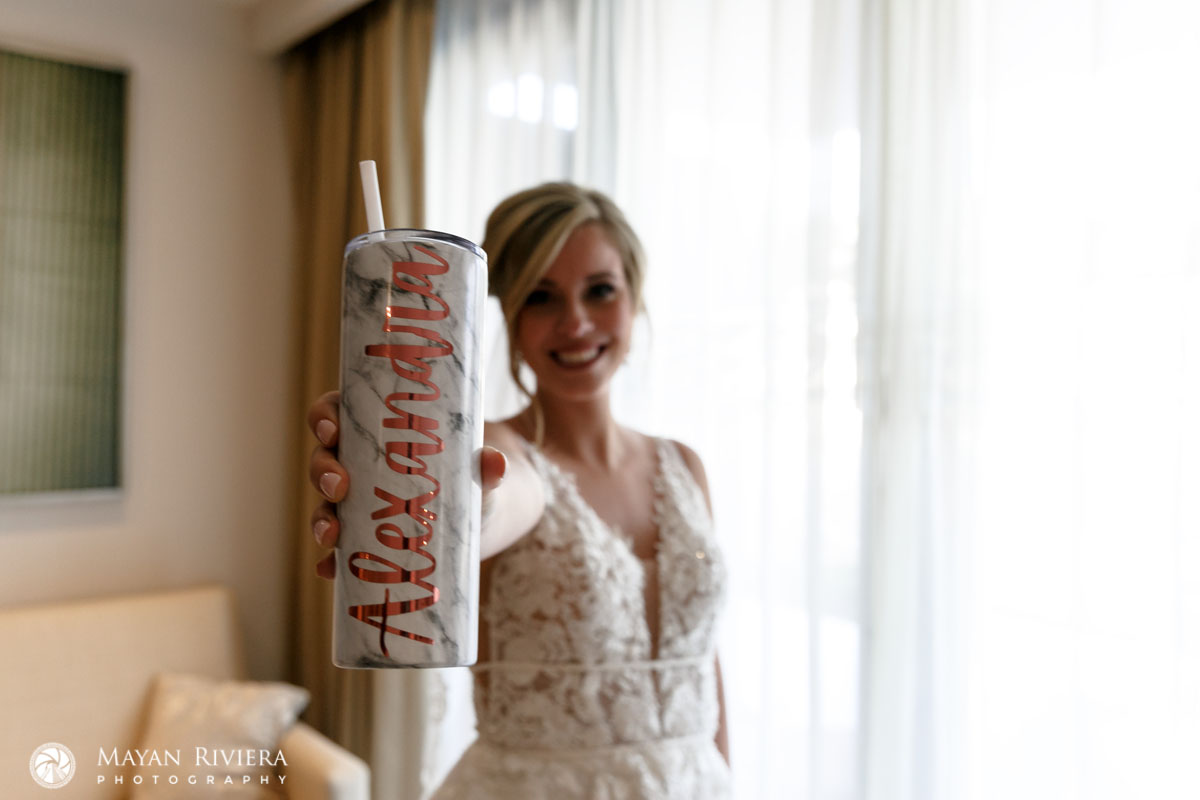BrideHoldingMonogrammedCup
