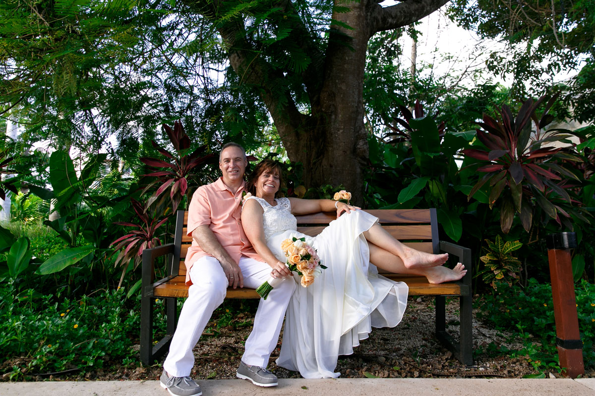 Vows Renewal !0 yr Anniversary Couple Lounge on Bench