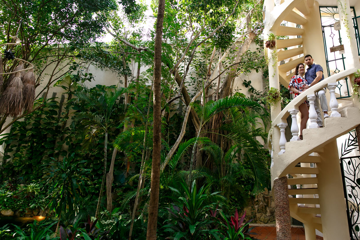 CouplePoseOnSpiralStaircase