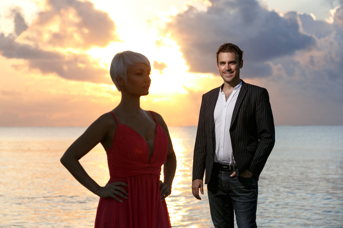 AlanWatchesGitaOnBeachAtSunrise