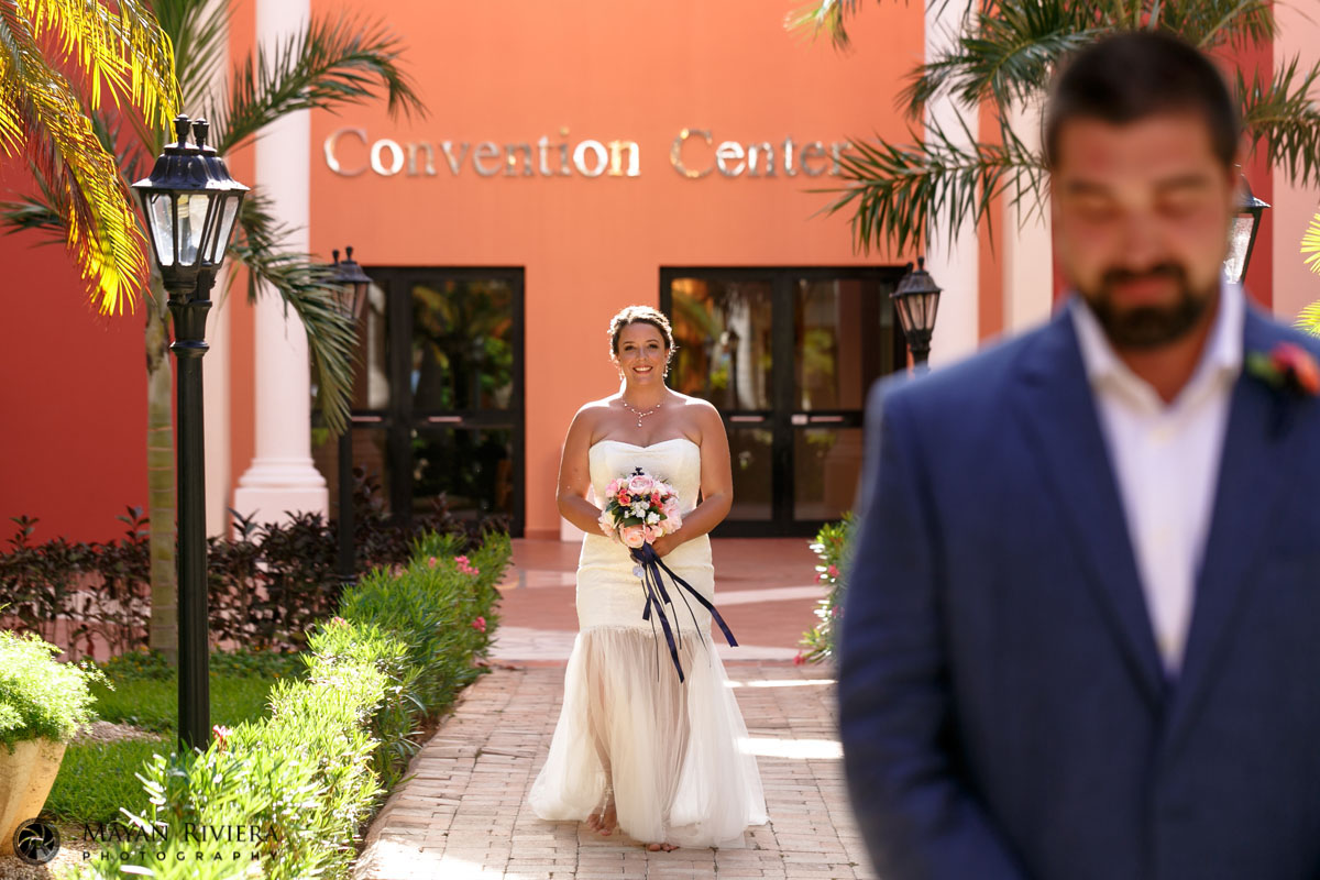 BrideApproachesGroomForFirstLook