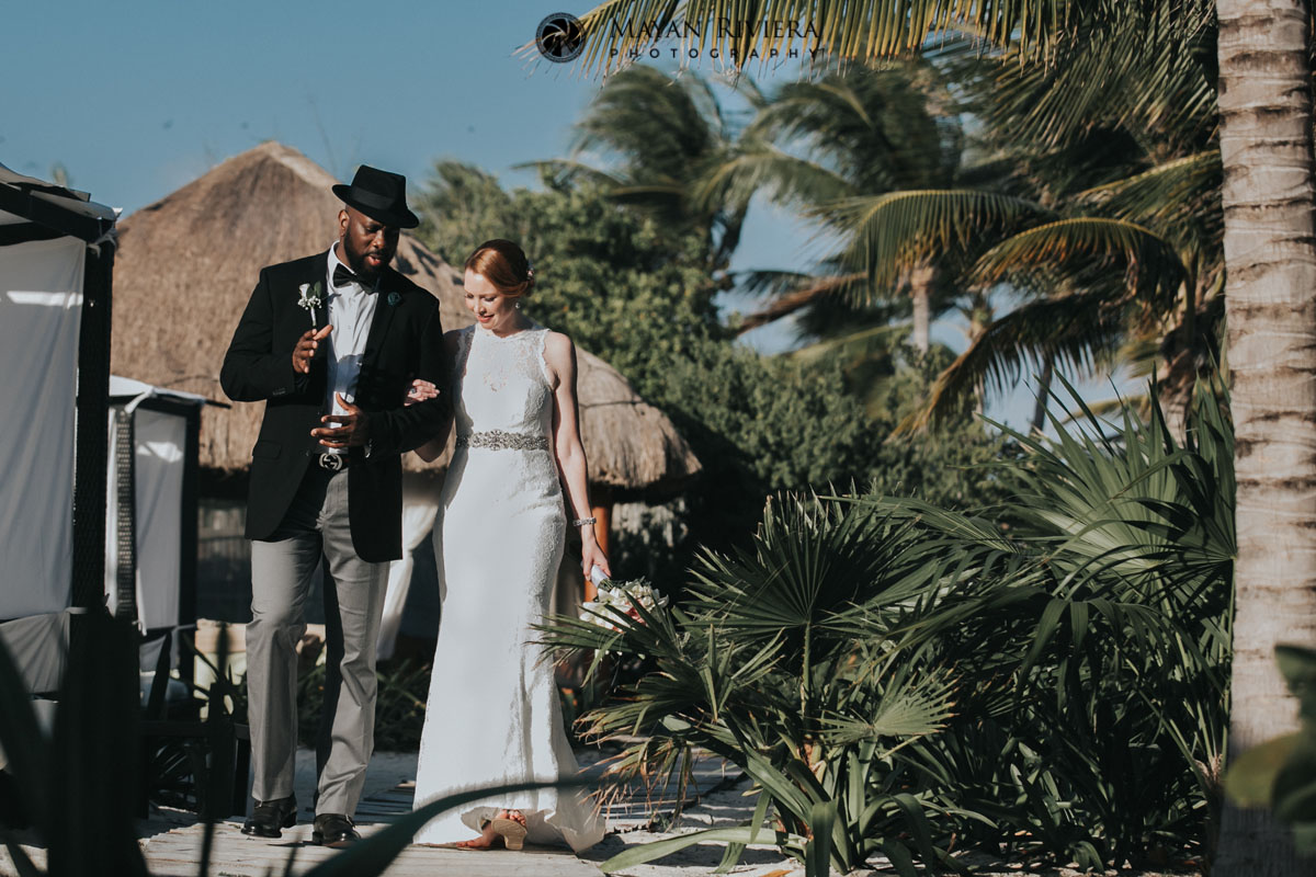 WeddingCoupleStrollTogether