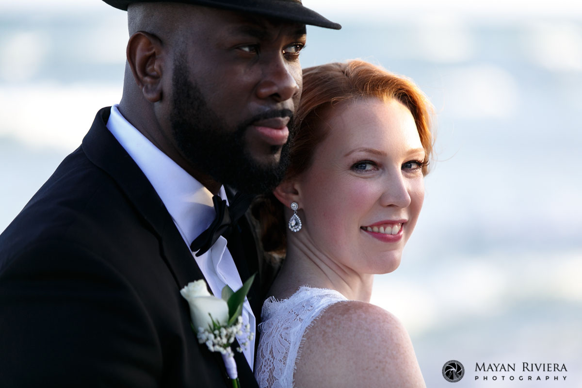 NewlywedsPoseOnBeach
