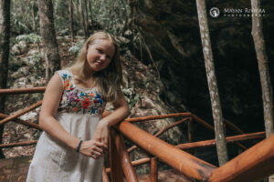 SaraPosesInJungleCenoteBridge