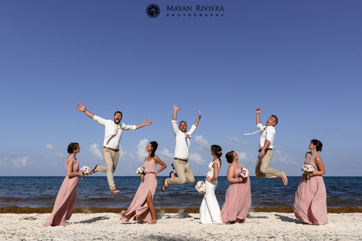 GroomsmenJumpForJoyOnBeach