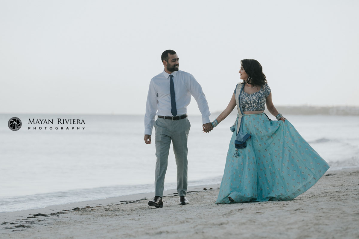 HinduNewlywedsOnBeachWalk