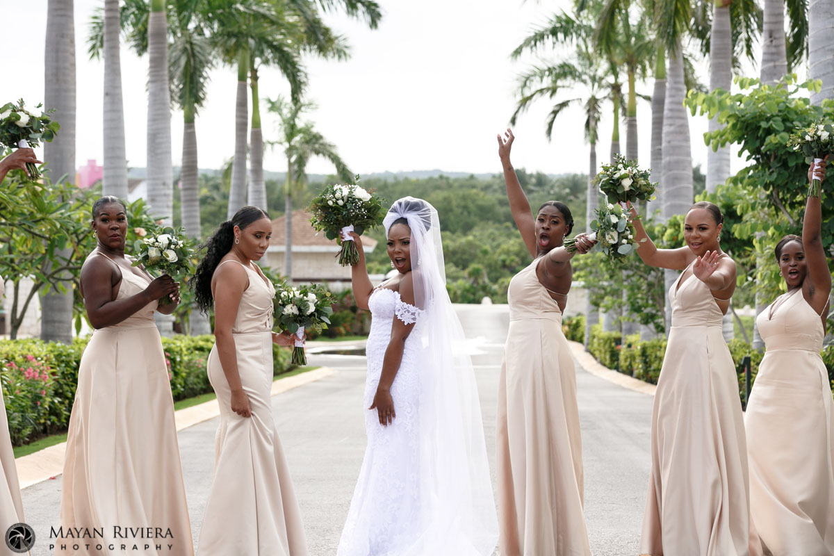 DPMBrideCheeringWithBridesmaids