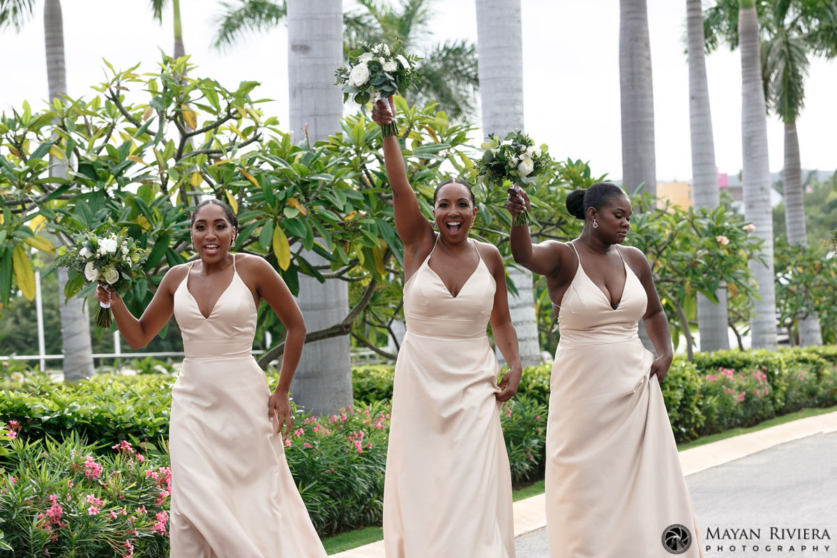 DPMBrideCheeringWithBridesmaids