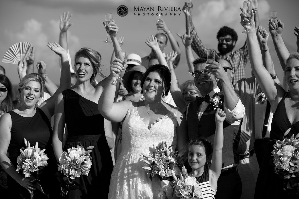 GuestsCheerNewlywedsInDroneShot