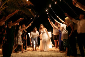 NewlywedsWalkSparklerGauntlet