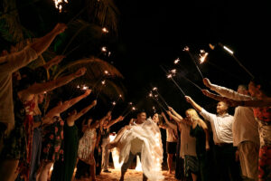 NewlywedsDanceInSparklerGauntlet