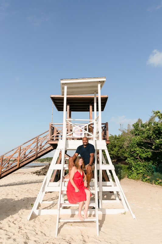 RyannAndWifeSitOnLifeGuardTowerSteps