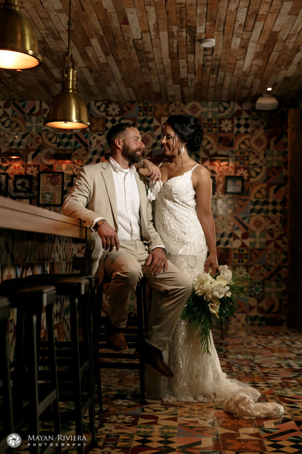 AzulFivesWeddingCouplePoseInLounge