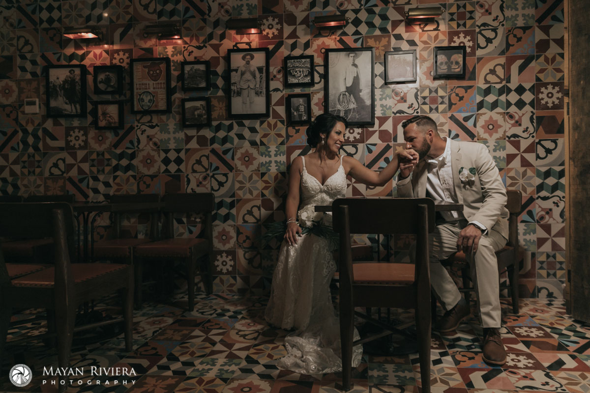 AzulFivesWeddingCouplePoseInLounge