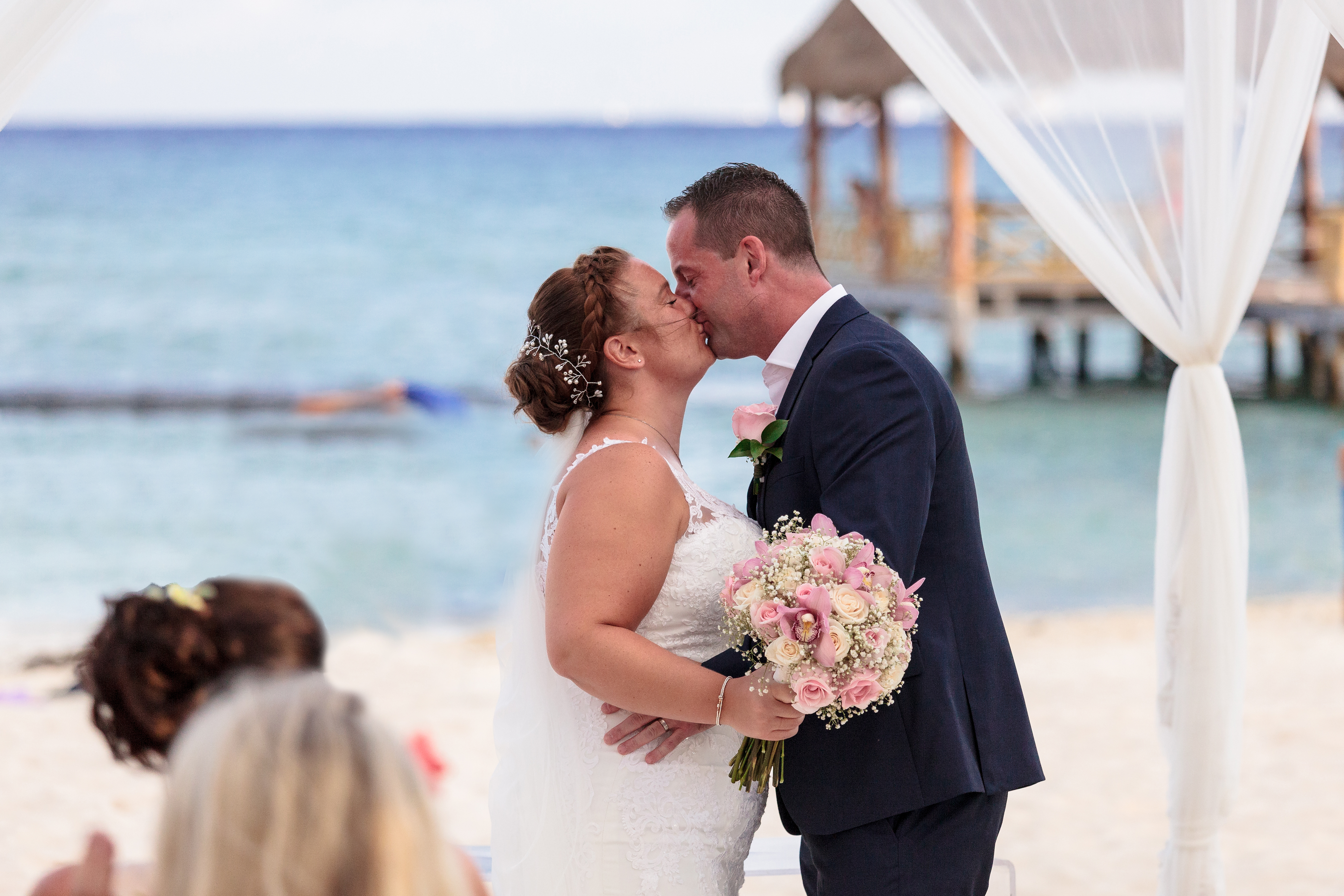 AzulBeachNewlywedsFirstKiss