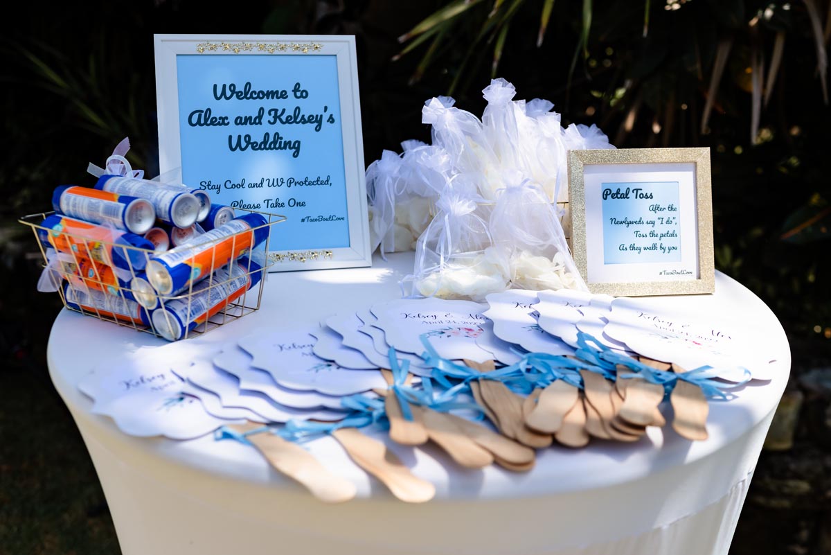 SandosPlayacarGardenCeremonySiteWelcomeTable