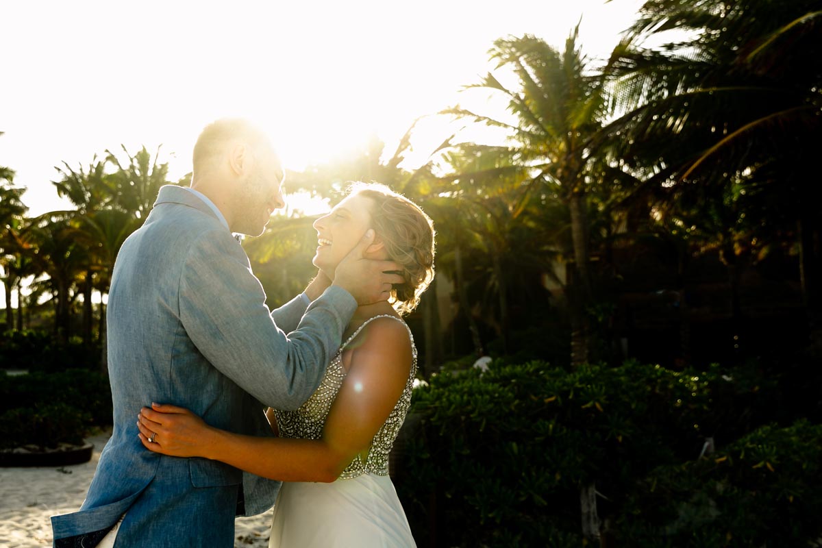 NewlywedsEmbraceInSunlight