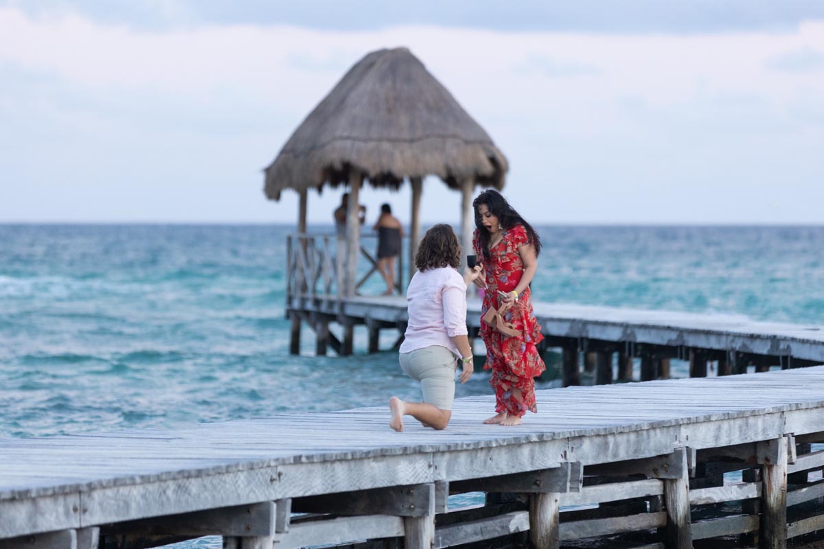 Girlfriend gasps at realization her boyfriend is proposing